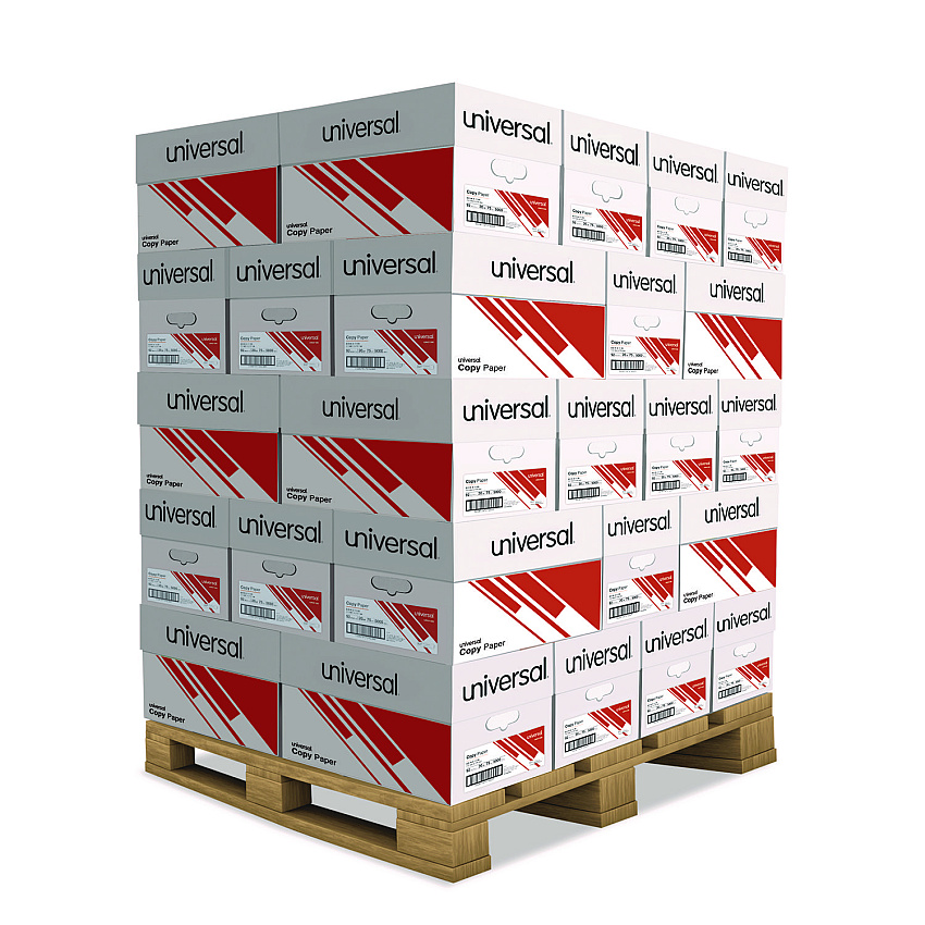 Universal Copy Paper, 92 Bright, 20 lb Bond Weight, 8.5 x 11, White, 500 Sheets/Ream, 10 Reams/Carton, 40 Cartons/Pallet (UNV21200PLT)