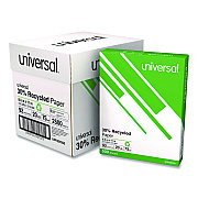 Universal 30% Recycled Copy Paper, 92 Bright, 20 lb Bond Weight, 8.5 x 11, White, 500 Sheets/Ream, 5 Reams/Carton (UNV200305)