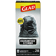 Glad Guaranteed Strong Large Drawstring Trash Bags, Three-Ply, 30 gal, 1.05 mil, 30" x 33", Black, 15/Box (CLO78966BX)