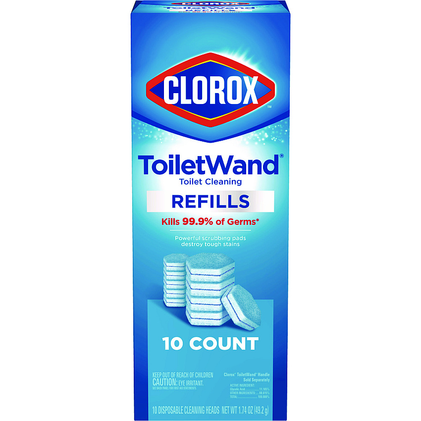 Clorox Disinfecting ToiletWand Refill Heads, Blue/White, 10/Pack, 6 Packs/Carton (CLO31620)