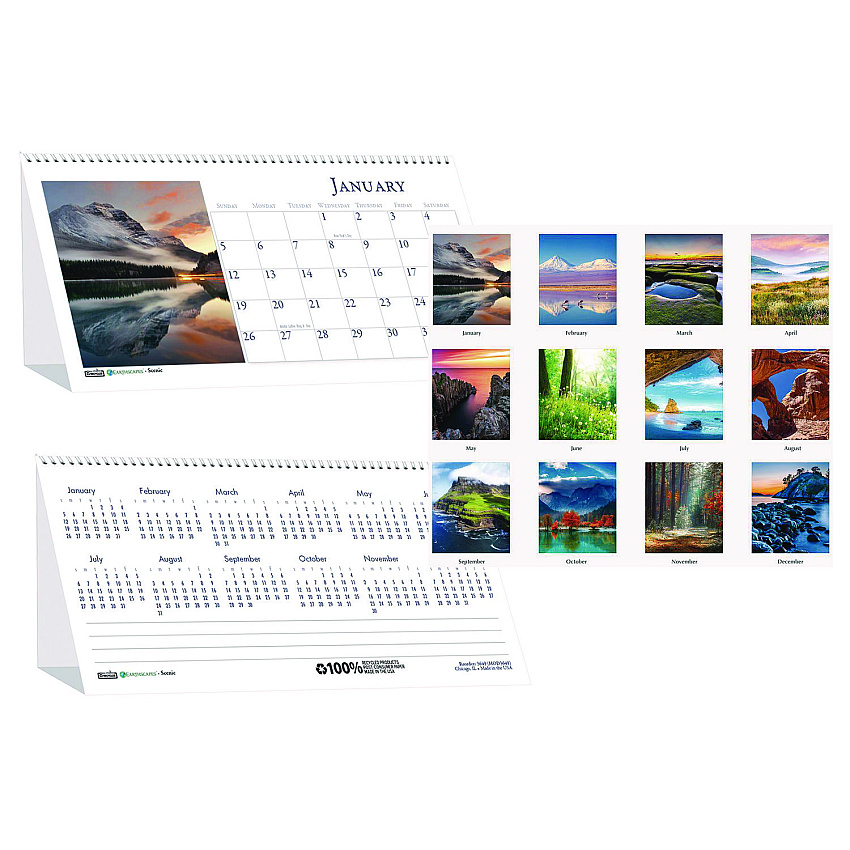 House of Doolittle Earthscapes Recycled Desk Tent Monthly Calendar, Scenic Photography, 8.5 x 4.5, White Sheets, 12-Month (Jan to Dec): 2026 (3649)