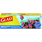 Glad Zipper Food Storage Bags, Quart, 7.75" x 8.44", Clear, 20 Bags/Box, 12 Boxes/Carton (CLO57035)