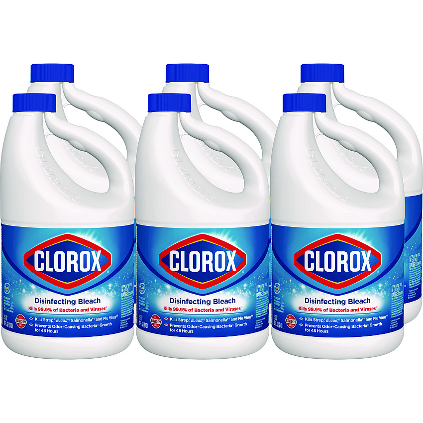 Clorox Concentrated Regular Disinfecting Bleach, 81 oz Bottle, 6/Carton (CLO32263)