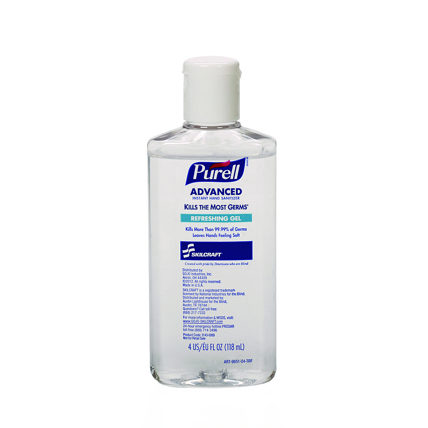 AbilityOne 8520014907358, SKILCRAFT PURELL Advanced Hand Sanitizer, Refreshing Gel Scent, 4 oz, 24/Box