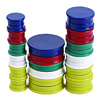 Universal High-Intensity Assorted Magnets, Circles, Assorted Colors, 0.75", 1.25" and 1.5" Diameters, 30/Pack (UNV31251)