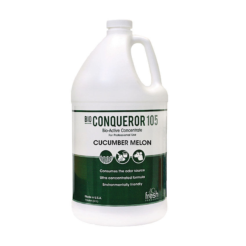 Fresh Products Bio Conqueror 105 Enzymatic Odor Counteractant Concentrate, Cucumber Melon, 1 gal Bottle, 4/Carton (FRS1BWBCMF)