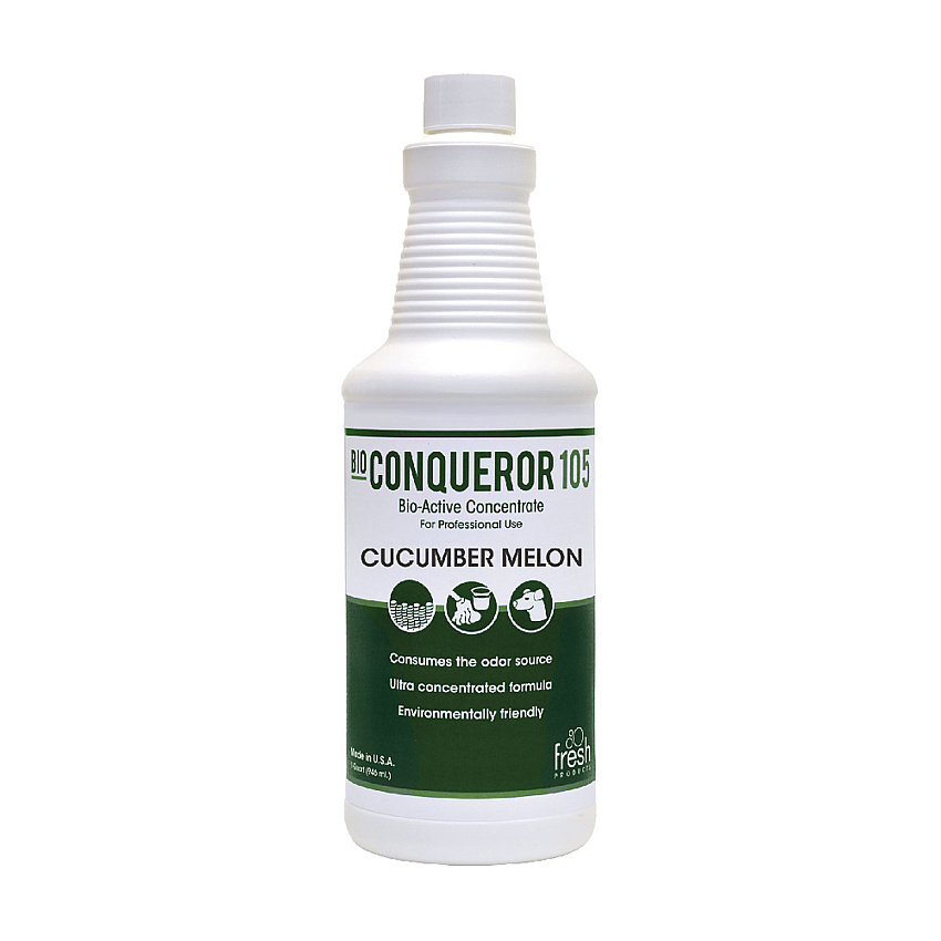 Fresh Products Bio Conqueror 105 Enzymatic Odor Counteractant Concentrate, Cucumber Melon, 1 qt Bottle, 12/Carton (FRS1232BWBCMF)