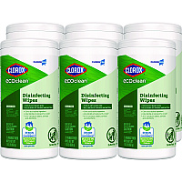 Clorox EcoClean Disinfecting Wipes, 1-Ply, 8 x 7, Unscented, White, 6/Carton (CLO60605CT)