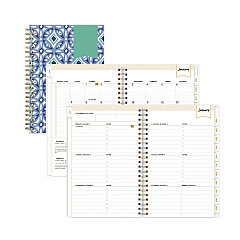 Blue Sky Day Designer Tile Weekly/Monthly Planner, Geometric Artwork, 8 x 5, Blue/White Cover, 12-Month (Jan to Dec): 2026 (101410)