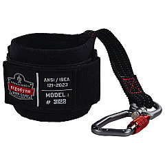 ergodyne Squids 3122 Pull-On Wrist Tool Lanyard with Carabiner Anchor, 5 lb Max Working Capacity, 7" Long, Black (EGO19084)
