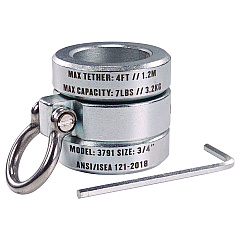 ergodyne Squids 3791 Sleever/Connecting Bar Lock Collar with Tool Attachment Point, 7 lb Max Working Capacity, 0.75" Long, Silver (EGO19106)