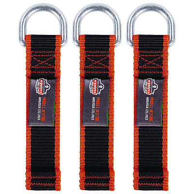 ergodyne Squids 3706 Web Tool Tether Attachment with D-Ring Tool Tails, 5 lb Max Working Capacity, 5.5" Long, Black, 3/Pack (EGO19710)