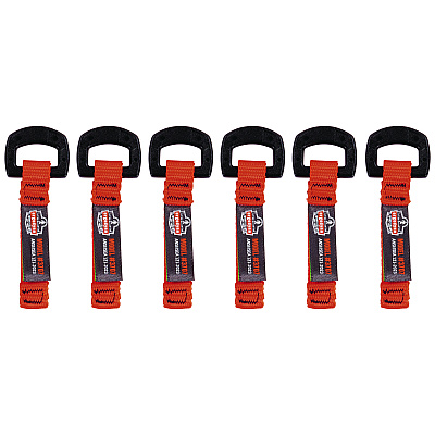 ergodyne Squids 3707 Web Tool Tether Attachment w/ Non-Conductive D-Ring Tool Tails, 2 lb Max Working Capacity, 3.5", Orange, 6/Pack (EGO19711)