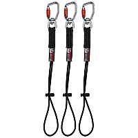 ergodyne Squids 3714 Elastic Tool Tail Lanyard w/Carabiner and Cinch Loop, 10 lb Max Working Capacity, 15" Long, Black, 3/Pack (EGO19766)