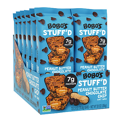 Bobo's Stuff'D Peanut Butter and Chocolate Chip Oat Bar, 2.5 oz Bar, 12/Box (00104)