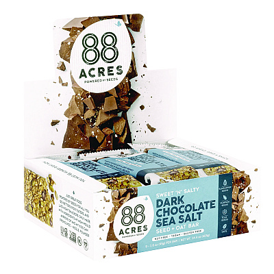 88 ACRES Sweet 'N Salty Gluten-Free Dark Chocolate Sea Salt Seed and Oat Bar, 1.6 oz Bar, 9/Box (AABACY00504)