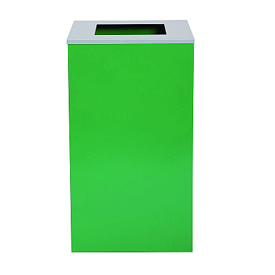 Alpine 29 Gallon Trash/Recycling Cans, Steel, Green Can with Square Lid (ALH4450KITGRNS)