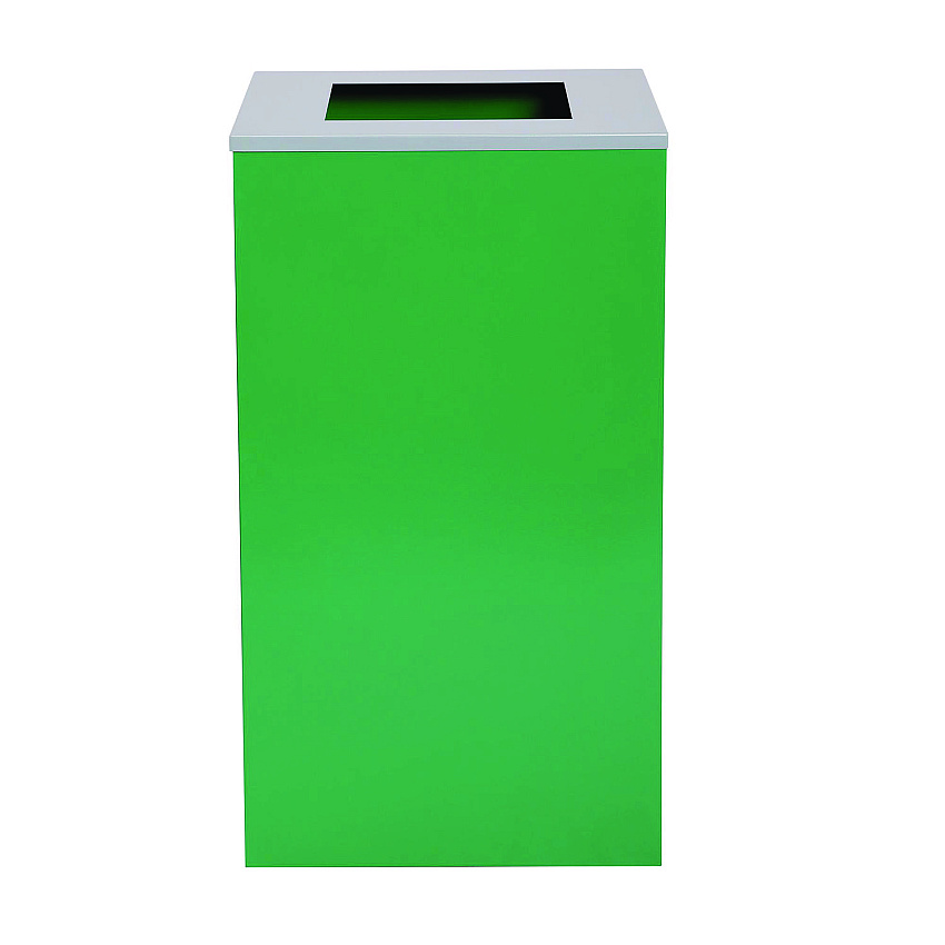 Alpine 29 Gallon Trash/Recycling Cans, Steel, Green Can with Square Lid (ALH4450KITGRNS)