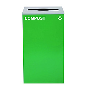 Alpine 29 Gallon Trash/Recycling Cans, Steel, Green Compost Can with Mixed Lid (ALH4450KITGRNMC)
