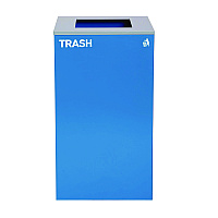 Alpine 29 Gallon Trash/Recycling Cans, Steel, Blue Trash Can with Square Lid (ALH4450KITBLUST)