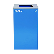 Alpine 29 Gallon Trash/Recycling Cans, Steel, Blue Mixed Recycling Can with Square Lid (ALH4450KITBLUSM)
