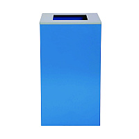 Alpine 29 Gallon Trash/Recycling Cans, Steel, Blue Can with Square Lid (ALH4450KITBLUS)