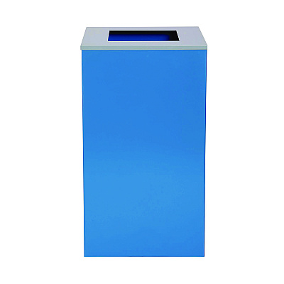 Alpine 29 Gallon Trash/Recycling Cans, Steel, Blue Can with Square Lid (ALH4450KITBLUS)