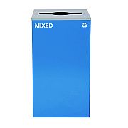 Alpine 29 Gallon Trash/Recycling Cans, Steel, Blue Mixed Recycling Can with Mixed Lid (ALH4450KITBLUMM)