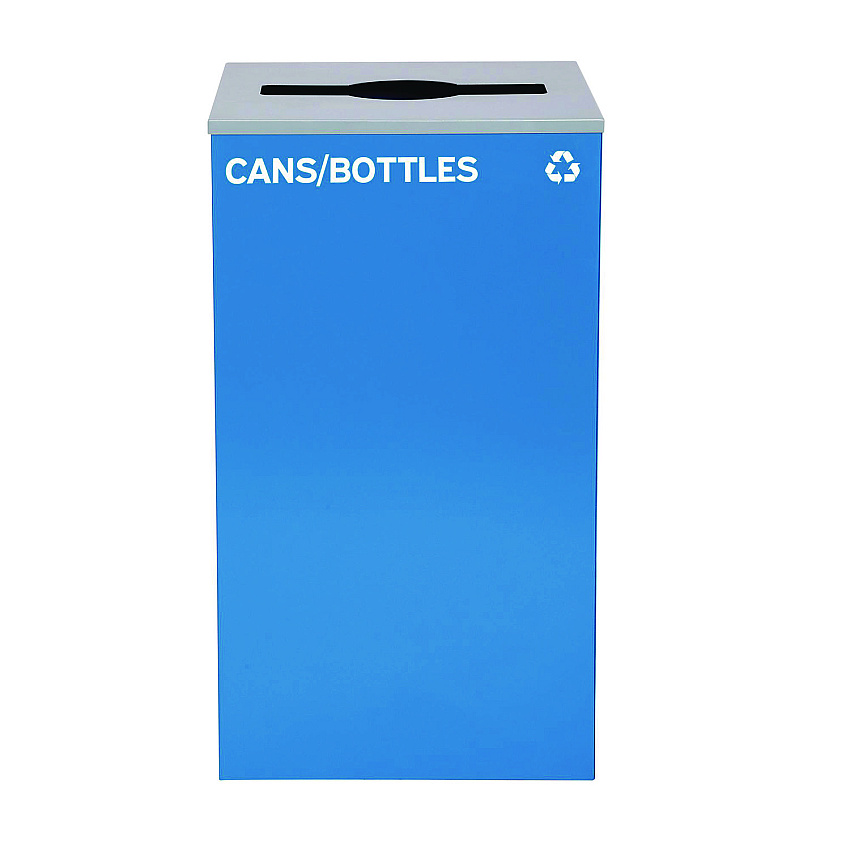 Alpine 29 Gallon Trash/Recycling Cans, Steel, Blue Cans/Bottles Recycling Can with Mixed Lid (ALH4450KITBLUMC)