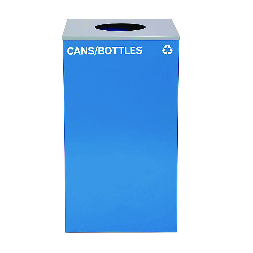 Alpine 29 Gallon Trash/Recycling Cans, Steel, Blue Cans/Bottles Recycling Can with Circle Lid (ALH4450KITBLUCC)