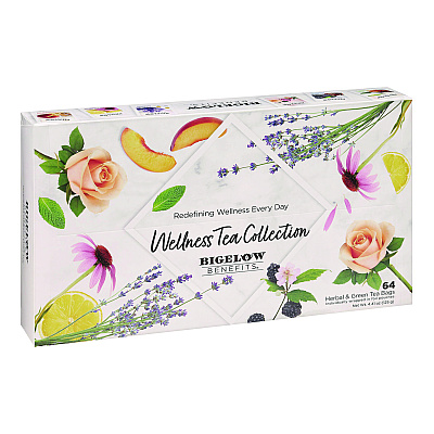 Bigelow Benefits Wellness Tea Bags, Assorted Flavors, 64/Box (BTCRCB50568)