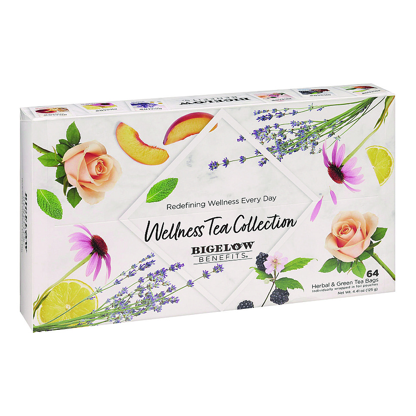 Bigelow Benefits Wellness Tea Bags, Assorted Flavors, 64/Box (BTCRCB50568)