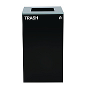 Alpine 29 Gallon Trash/Recycling Cans, Steel, Black Trash Can with Square Lid (ALH4450KITBLKST)