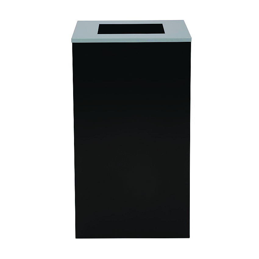 Alpine 29 Gallon Trash/Recycling Cans, Steel, Black Can with Square Lid (ALH4450KITBLKS)