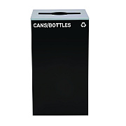 Alpine 29 Gallon Trash/Recycling Cans, Steel, Black Cans/Bottles Recycling Can with Mixed Lid (ALH4450KITBLKMC)