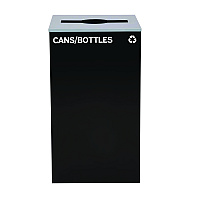 Alpine 29 Gallon Trash/Recycling Cans, Steel, Black Cans/Bottles Recycling Can with Mixed Lid (ALH4450KITBLKMC)