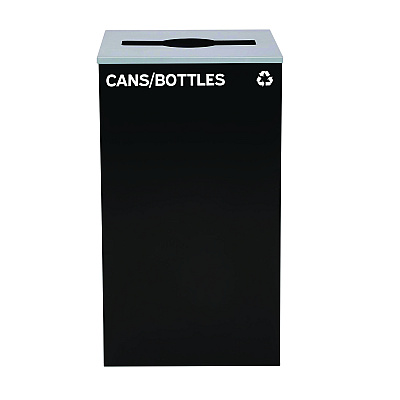 Alpine 29 Gallon Trash/Recycling Cans, Steel, Black Cans/Bottles Recycling Can with Mixed Lid (ALH4450KITBLKMC)
