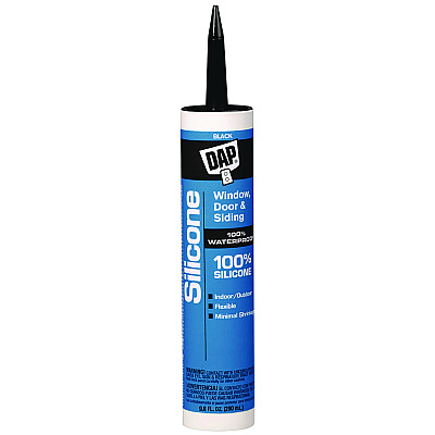 DAP SILICONE PLUS Premium Window, Door and Siding 100% Silicone Sealant, 9.8 oz Tube, Black (DAP7079808642)