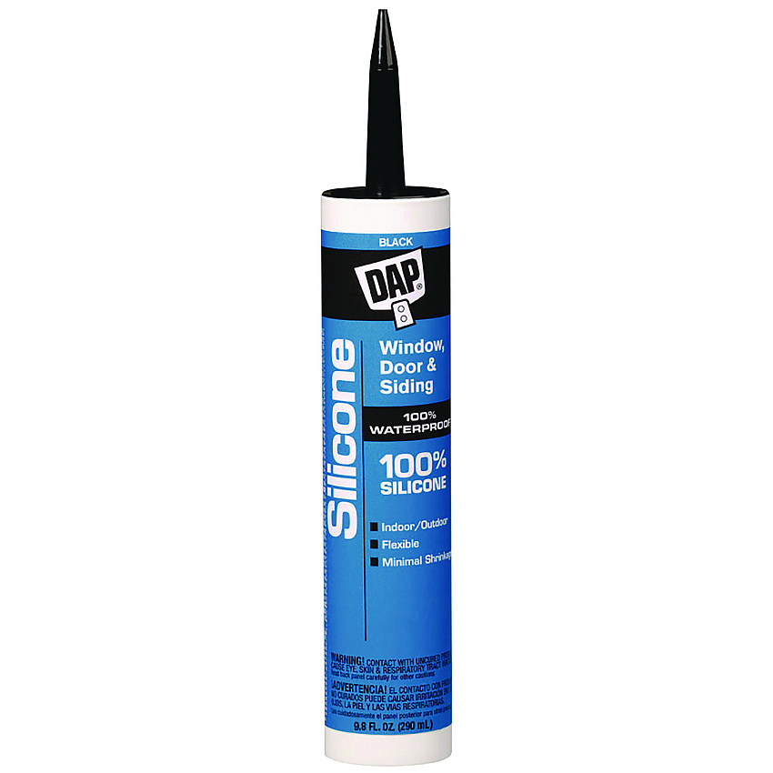 DAP SILICONE PLUS Premium Window, Door and Siding 100% Silicone Sealant, 9.8 oz Tube, Black (DAP7079808642)