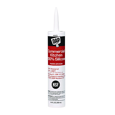 DAP Commercial Kitchen Silicone Sealant, 9.8 oz Tube, White (DAP7079808656)