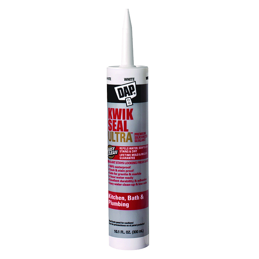 DAP KWIK SEAL ULTRA Premium Siliconized Sealant, 10.1 oz Tube, Gloss White (DAP7079818897)