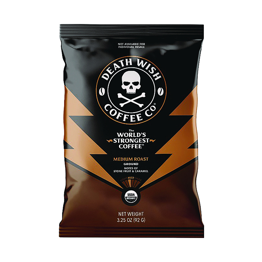 Death Wish Coffee Medium Roast Coffee Frac Pack, Regular, 3.25 oz, 25/Carton (DEWEWC34355)
