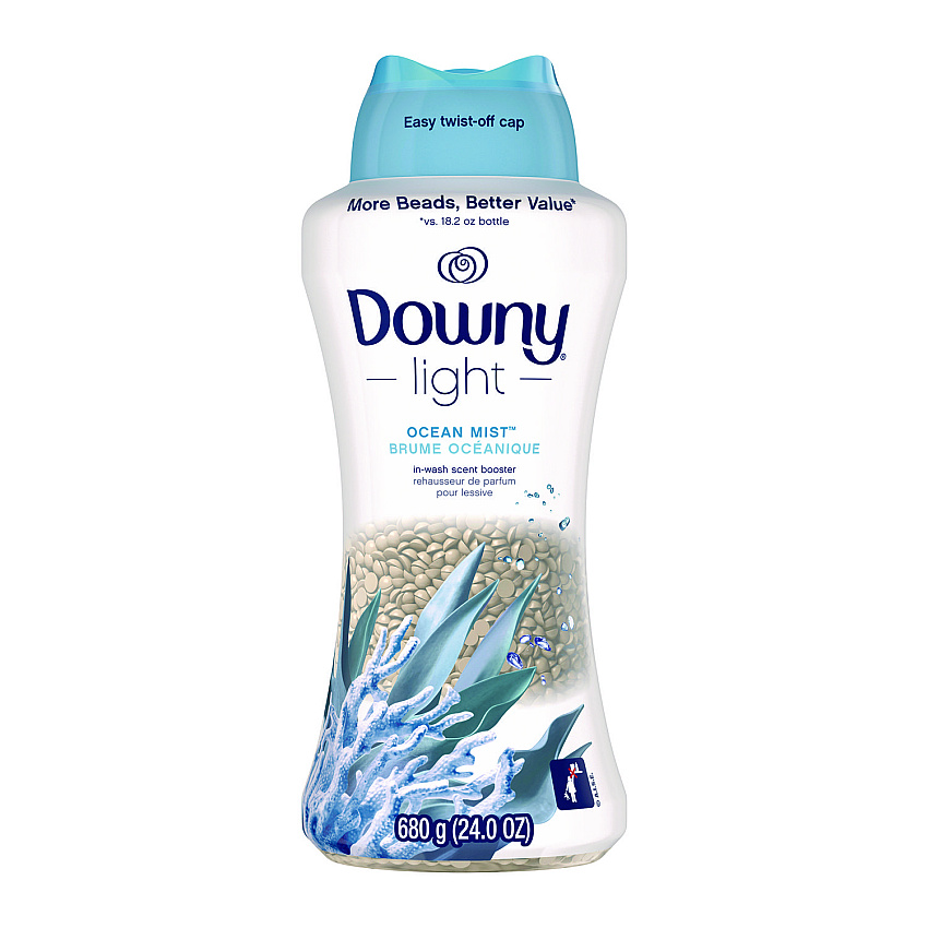 Downy Light In-Wash Scent Booster Beads, Ocean Mist Scent, 24 oz Pour Bottle (DNY08779)