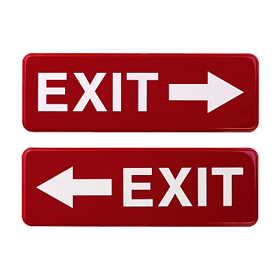 General Printing & Design Emergency Exit Indoor/Outdoor Wall Sign, 9 x 3, Red Face, White Graphics, 2/Pack (EXOEGPHD0257S)
