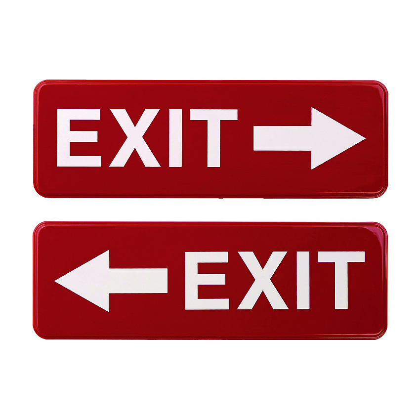 General Printing & Design Emergency Exit Indoor/Outdoor Wall Sign, 9 x 3, Red Face, White Graphics, 2/Pack (EXOEGPHD0257S)