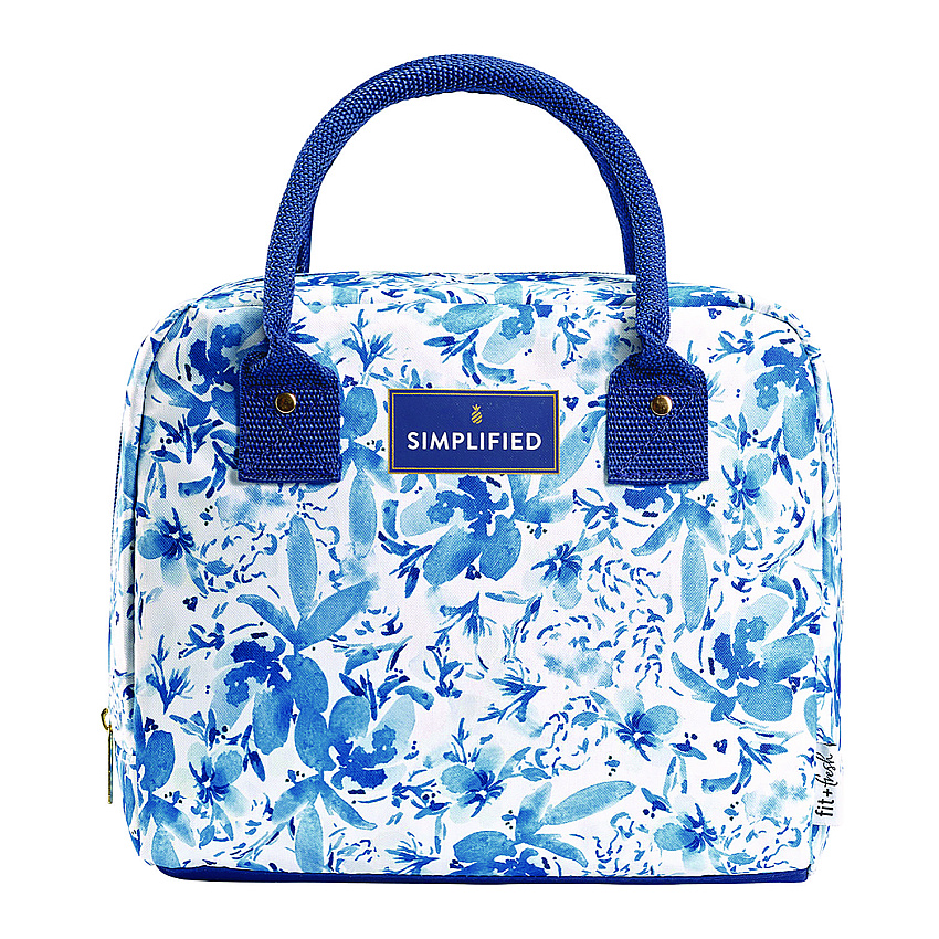 fit + fresh Simplified Lunch Bag, 9 x 6 x 10, Blue Floral (FAF7039SIM3166)