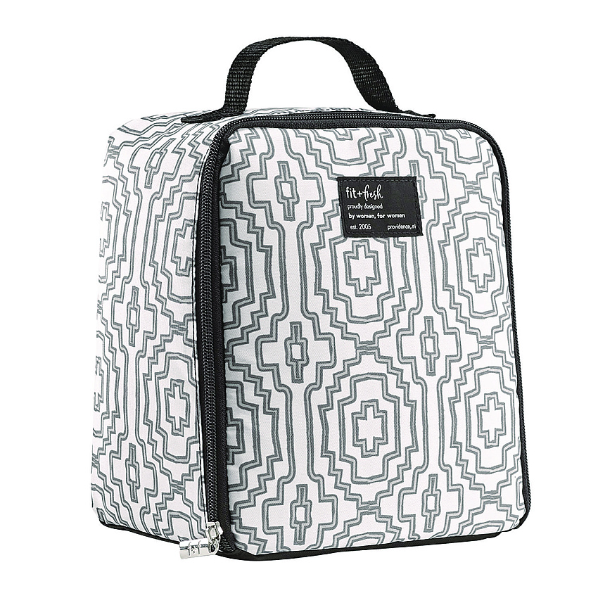 fit + fresh Lunch Bag, 8 x 6 x 10, Black and White Geometric (FAF7613FF3242)