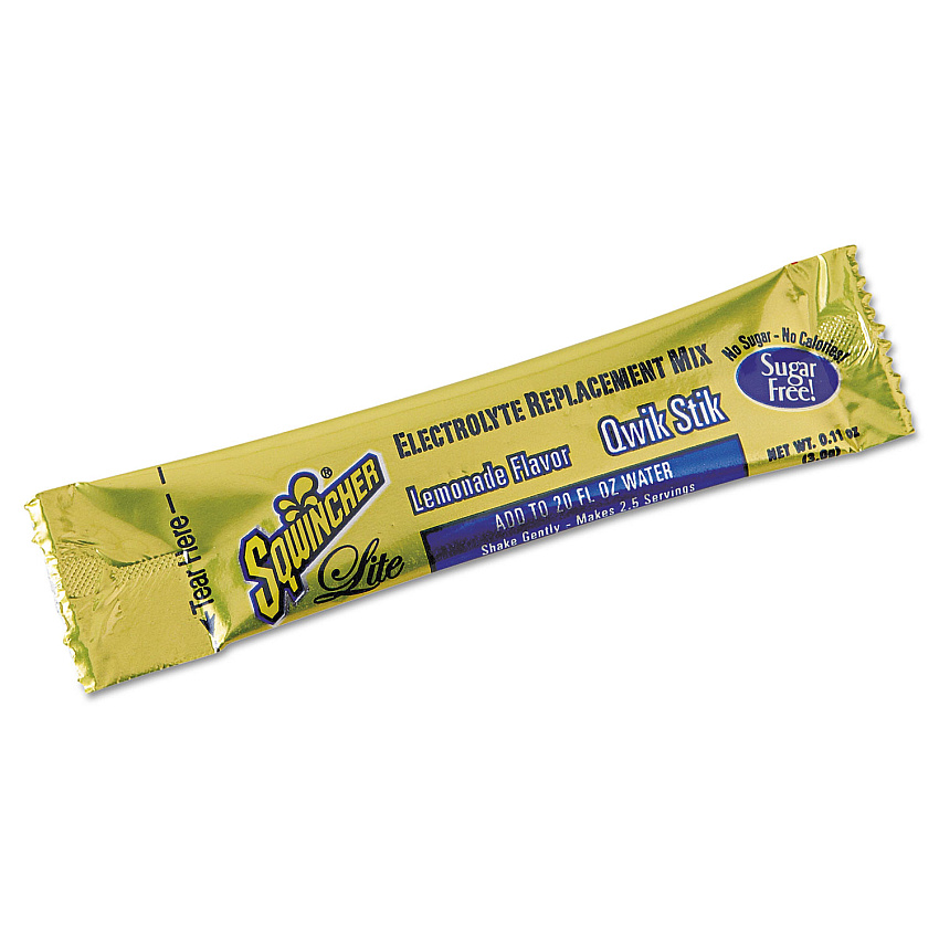 Sqwincher Sugar-Free Qwik Stik Energy Drink Mix, Lemonade, 1.26 oz Packet, 50/Pack (SQW060103LA)