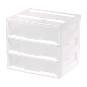 IRIS 3-Drawer Desktop Storage, Plastic, 14.6 x 12.31 x 12.75, White/Clear (IRS301161)