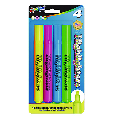 LIQUI-MARK Brite Spots Tank Highlighters, Assorted Ink Colors, Chisel Tip, Assorted Barrel Colors, 4/Pack (LQM41580)